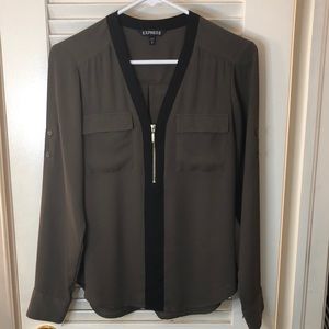 Express Blouse - Olive green and black